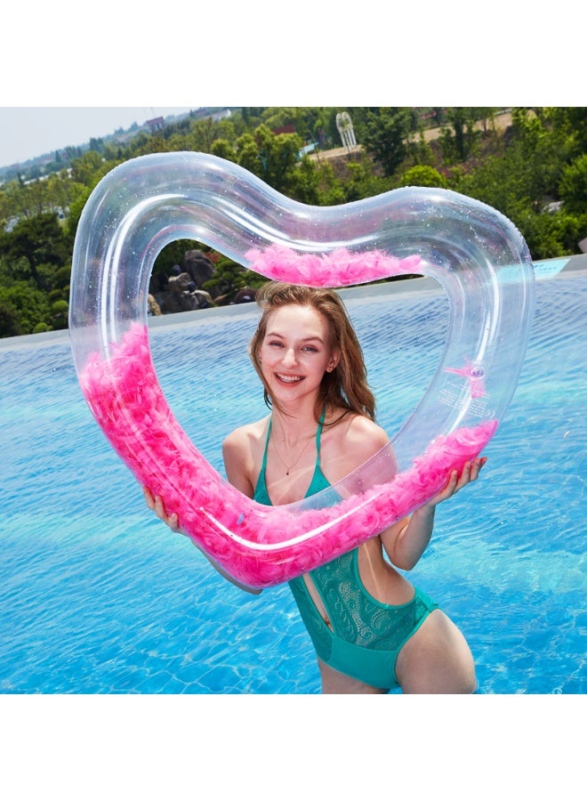 TAPIT Floating Objects In The Pool Feathers Inside Heart Pool Floats Transparent Inflatable Swimming Circle Water Float Buoy Swim Ring - Image 4